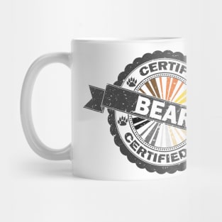 Certified Gay Bear Pride Seal of Approval with Pride Flag Background Mug